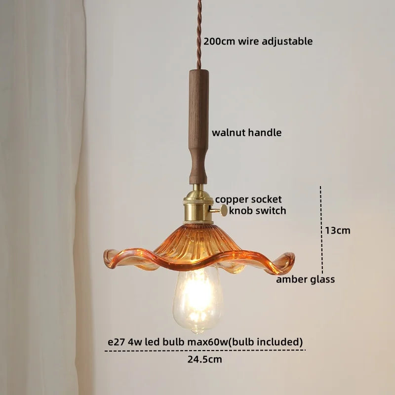 DecorBites™ LED Walnut Copper Pendant Light with Knob Switch - Modern Style Lighting Fixtures
