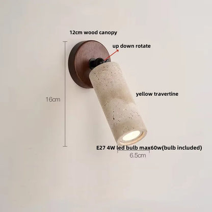 Decorbites™ LED Wandlampe Eisen Drehbar Küche Schlafzimmer Flur Gelber Travertin Holz Spiegel Licht