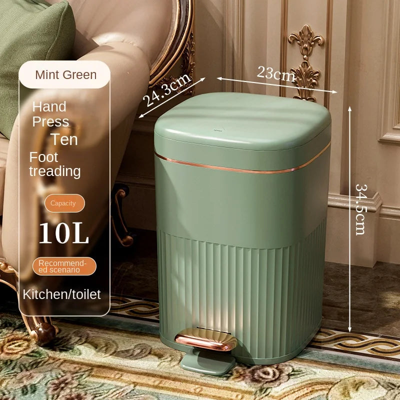 DecorBites™ Light Luxury Pedal Trash Can with Lid for Kitchen Bathroom Large Capacity Bin