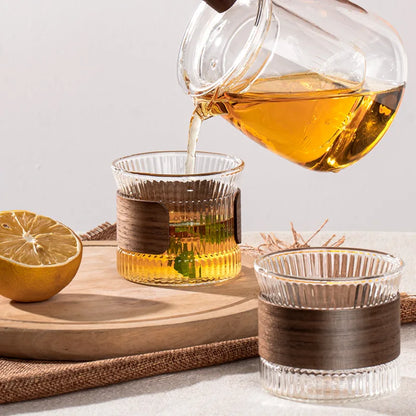 DecorBites™ Japanese Walnut Tea Cup Set - High-Grade Glass Coffee & Flower Tea Cups