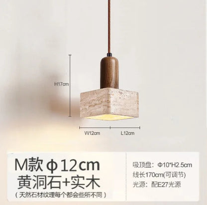 Decorbites™ Japanisches Holzturm-Stein-Hängeleuchte, Wabi-Sabi-Stil Gelber Hohlstein-Lampe