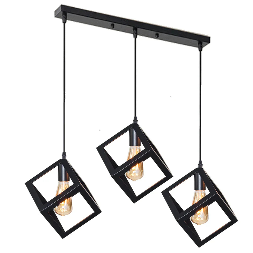 DecorBites™ Black Geometric Square Pendant Light for Kitchen Island, Bedroom, Hallway