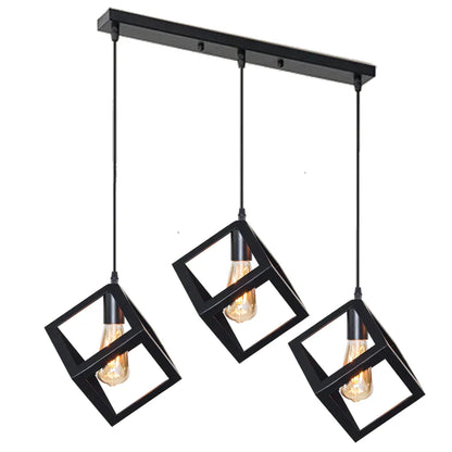 DecorBites™ Black Geometric Square Pendant Light for Kitchen Island, Bedroom, Hallway