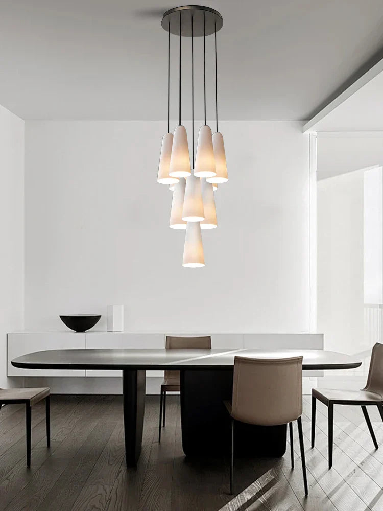 Decorbites™ Elegante weiße Glasbecher-Kronleuchter für luxuriöses Wohnzimmer