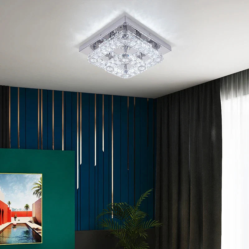 Decorbites™ Kristall-LED-Deckenleuchte: Moderner quadratischer K9-Kronleuchter, dimmbares Edelstahlarmatur.