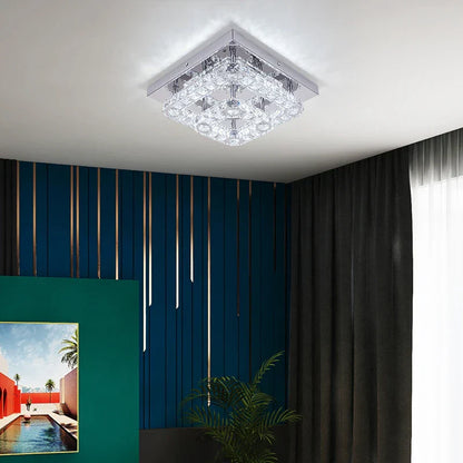 Decorbites™ Kristall-LED-Deckenleuchte: Moderner quadratischer K9-Kronleuchter, dimmbares Edelstahlarmatur.