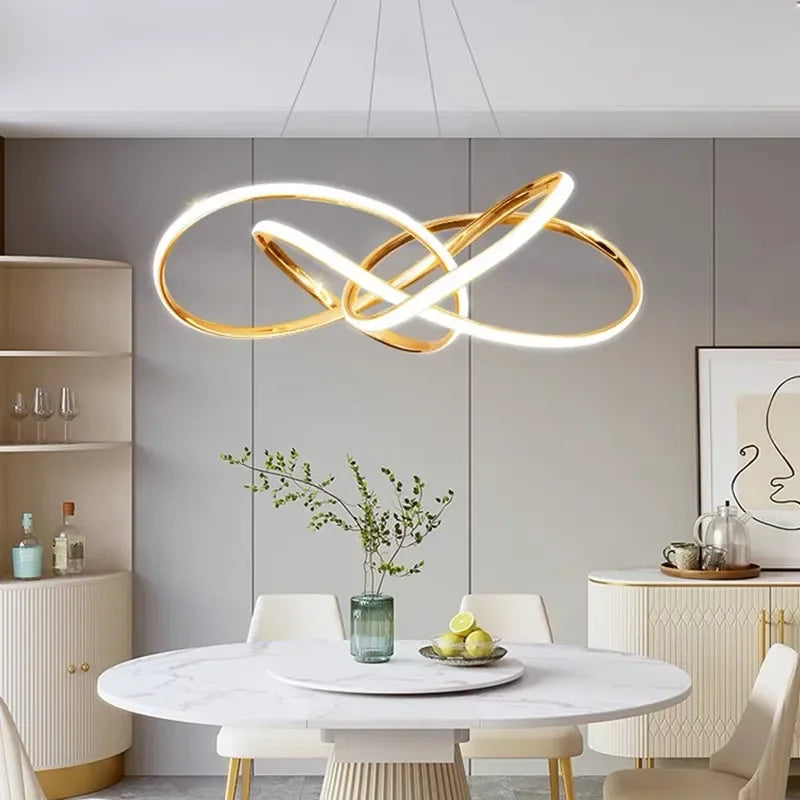 DecorBites™ Geometric LED Ceiling Chandelier Artistic Lines Modern Pendant Light