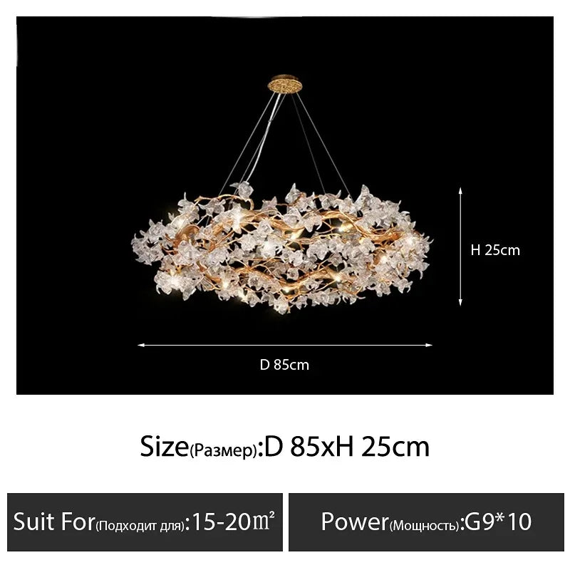 Glass Crystal Flower Chandelier