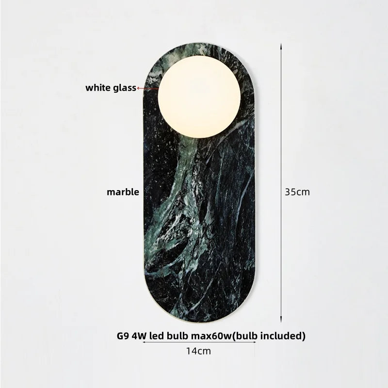 Decorbites™ Glasgloben-LED-Wandleuchte nordisch modern Stein Badezimmerspiegel-Licht