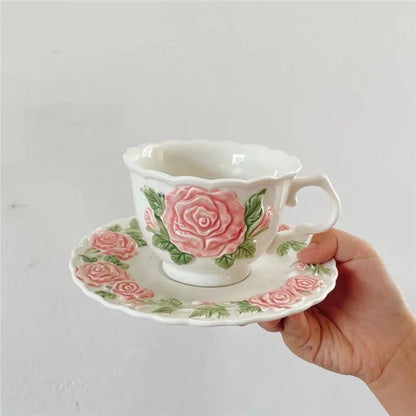 Decorbites™ Kawaii-Tier Keramik-Trinkgeschirr-Set: Kaffeetasse, Dessertteller, süßer Hund-Becher