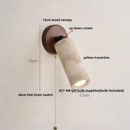 Decorbites™ LED Wandlampe Eisen Drehbar Küche Schlafzimmer Flur Gelber Travertin Holz Spiegel Licht