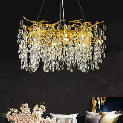 Decorbites™ Golden Crystal Tree Deckenleuchter, Luxuriöse Aluminium-Kunstarmatur