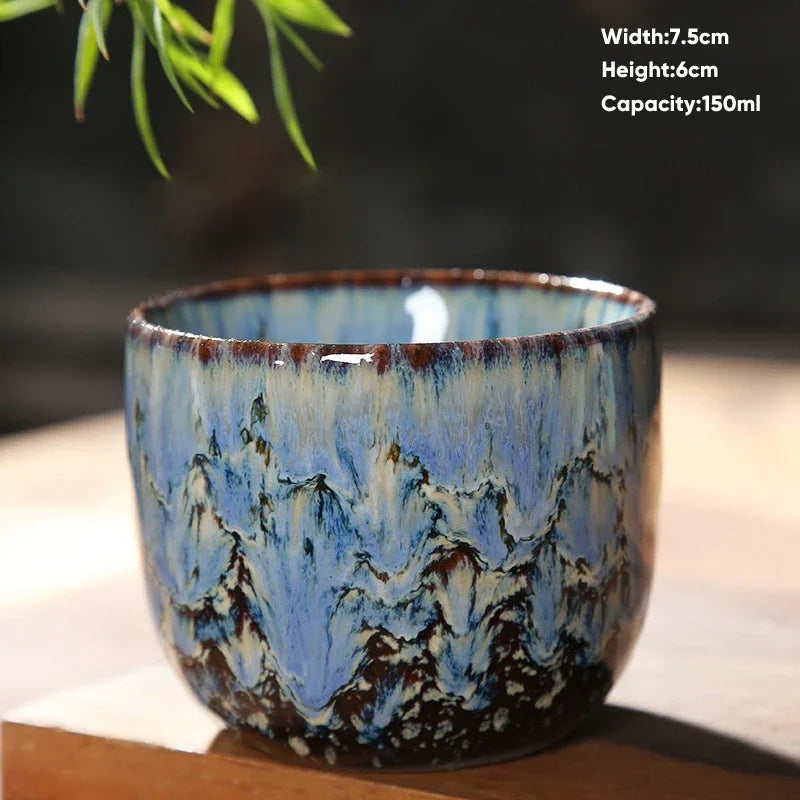 Decorbites™ Japanische Ofenverwandlungs-Keramik-Teebecher Espressotasse Kaffeetasse Töpferei Kung-Fu-Teetasse