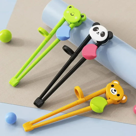 Decorbites™ Kinder-Stäbchen-Set mit Buntbär, Panda und Katze: Spaßige Trainings-Essstäbchen für Kinder
