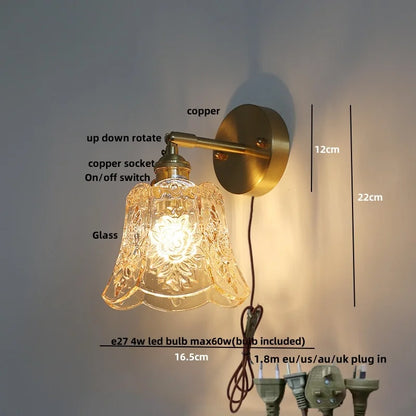 Decorbites™ Grüne Glas-LED-Wandleuchten mit Zugschalter Vintage-Stil Nachttischlampe