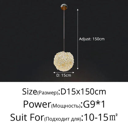 DecorBites™ Crystal Ball Pendant Chandelier for Bedroom Bar Deco