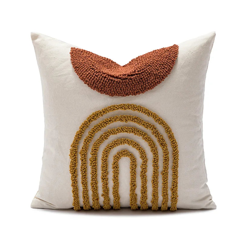 DecorBites™ Geometric Embroidery Circle Stripe Cushion Cover | Home Sofa Decor Pillowcase