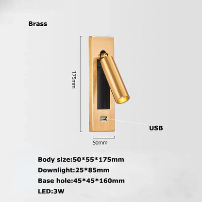 Decorbites™ LED-Wandleuchte mit Schalter, USB-Anschluss, drehbar – Leselampe für das Schlafzimmer