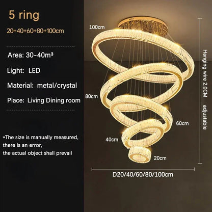Decorbites™ Golden Crystal Kronleuchter: Nordisch Modern Luxuriöser LED-Hängender Halo für das Wohnzimmer