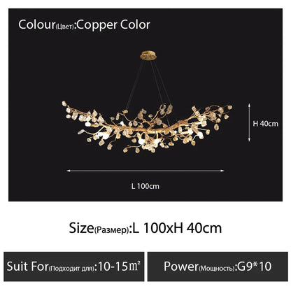 Decorbites™ Glas-Kristall-LED-Zweige-Kronleuchter-Hängeleuchte – Handgefertigte Kapok-Blumen-Dekoration