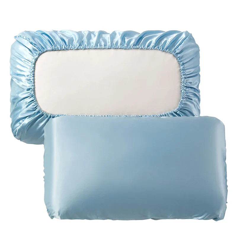 Decorbites™ Imitations-Seiden-Elastikband-Kissenbezug Queen King Größe Glatter Satin Luxus-Bettwäsche