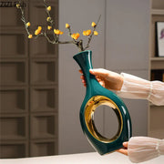 Gold Ceramic Floral Vase