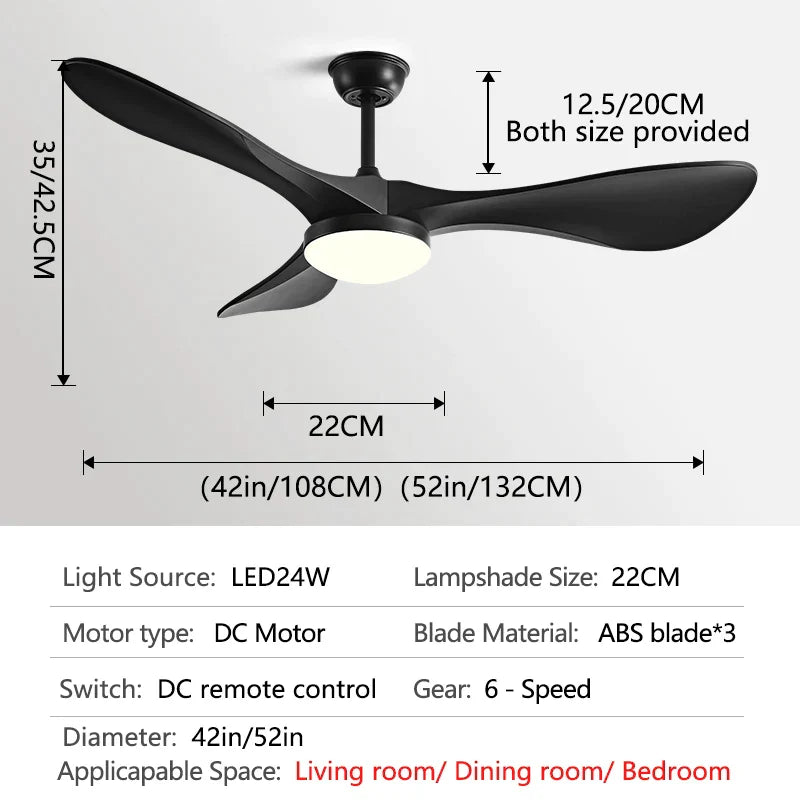 Decorbites™ 132 cm Moderner Deckenventilator mit Licht & Steuerung - Starker Wind, Einfaches Design