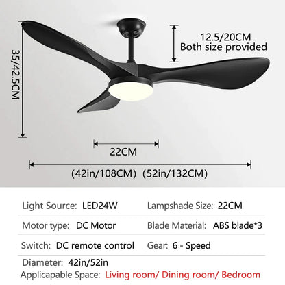 Decorbites™ 132 cm Moderner Deckenventilator mit Licht & Steuerung - Starker Wind, Einfaches Design