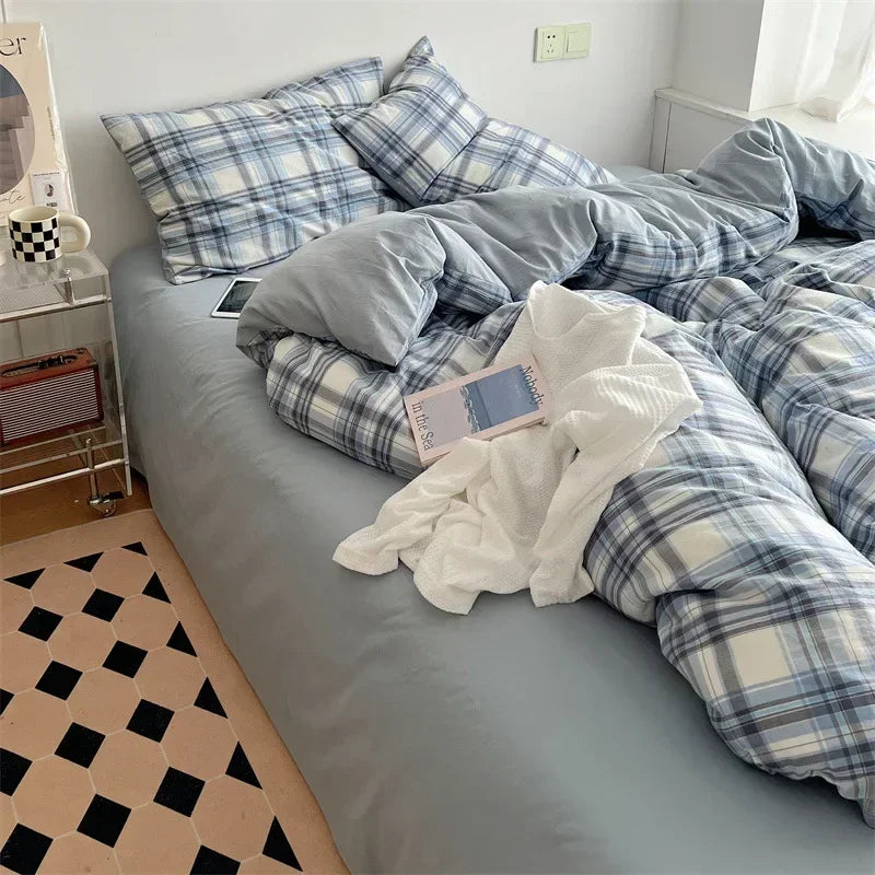 Decorbites™ Japanischer Stil Baumwollbedrucktes 4-teiliges Bettwäsche-Set mit beidseitigem Design