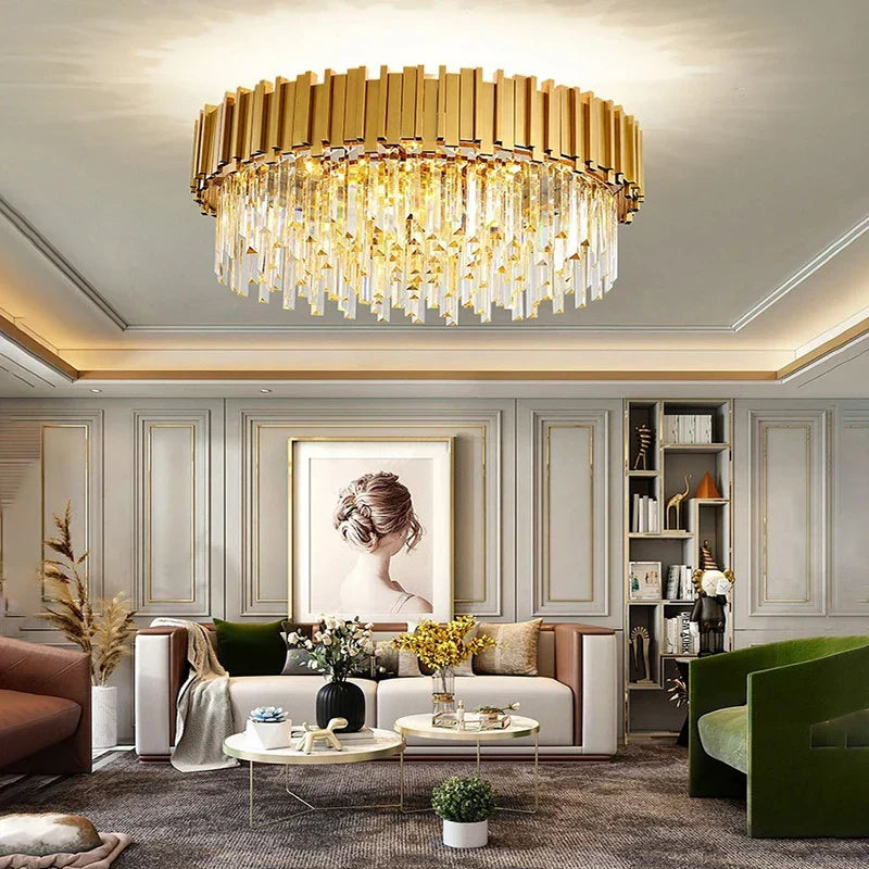 Decorbites™ Kristall-Gold-Hängeleuchte LED Deckenleuchte für Wohnzimmer Schlafzimmer Kücheninsel