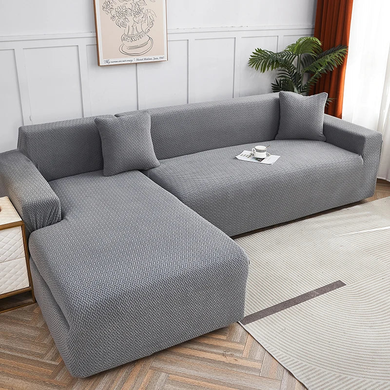 Decorbites™ Jacquard-Sofabezug | Dehnbares Fleece-Schutzbezug für dicke Couch | Einfarbiger Bezug