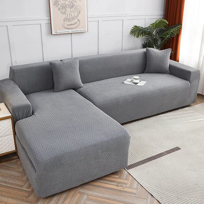 Decorbites™ Jacquard-Sofabezug | Dehnbares Fleece-Schutzbezug für dicke Couch | Einfarbiger Bezug