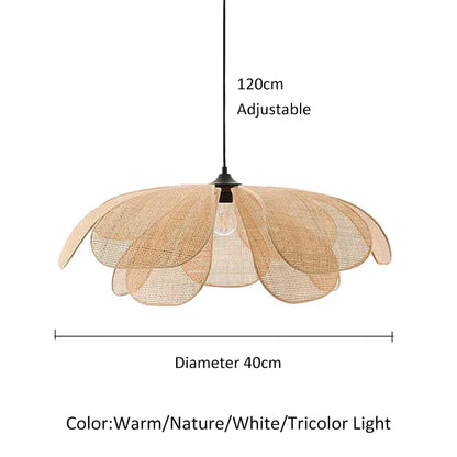 Petal Rattan Woven Pendant Light, 3-Color LED