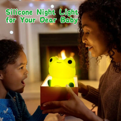 Decorbites™ Frosch-Nachtlicht: Weiches Silikon-Abblendbares Lampenlicht für Kinder, wiederaufladbar mit farbigem Licht