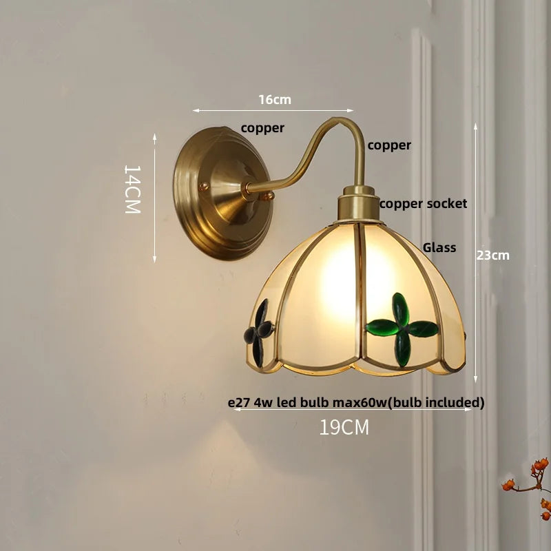 DecorBites™ Glass Brass Wall Sconce LED Light Fixture for Dining Living Room