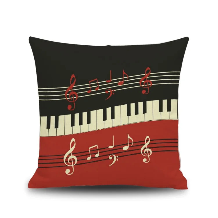 Decorbites™ Notenbrief Piano-Grafik-Druck Leinen-Kissenbezug 45x45cm Wohnzimmer-Dekoration