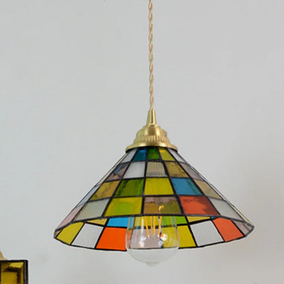 Decorbites™ Bunte Glas-Magisches-Würfel-LED-Hängeleuchte Tiffany-Stil Holz-Hänge-Lampe