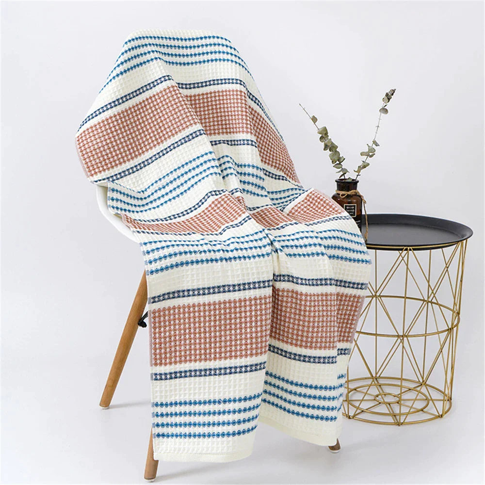 Decorbites™ Japanisch inspirierte Waffelstreifen-Handtuch-Set – Erwachsenen- und Kindergrößen