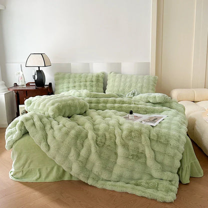 Decorbites™ Deluxe Kunstkaninchenfell-Bettwäsche-Set: Weiches Samt, Plüschige Wärme für den Winter