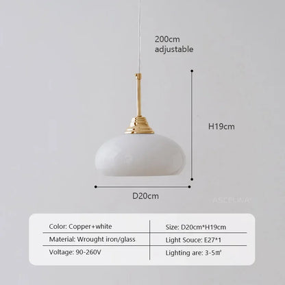 DecorBites™ Cream Glass Nordic LED Pendant Light for Home Decor and Lighting