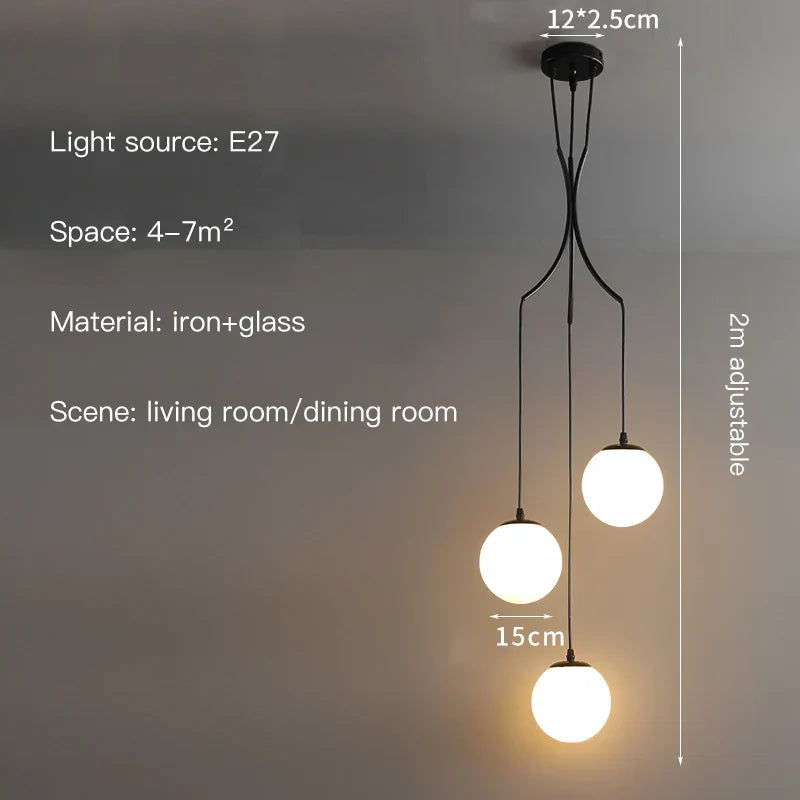 Decorbites™ Glas-Kugel-LED-Kronleuchter, moderner minimalistischer Loft-Villa-Treppenhaus-Dekor
