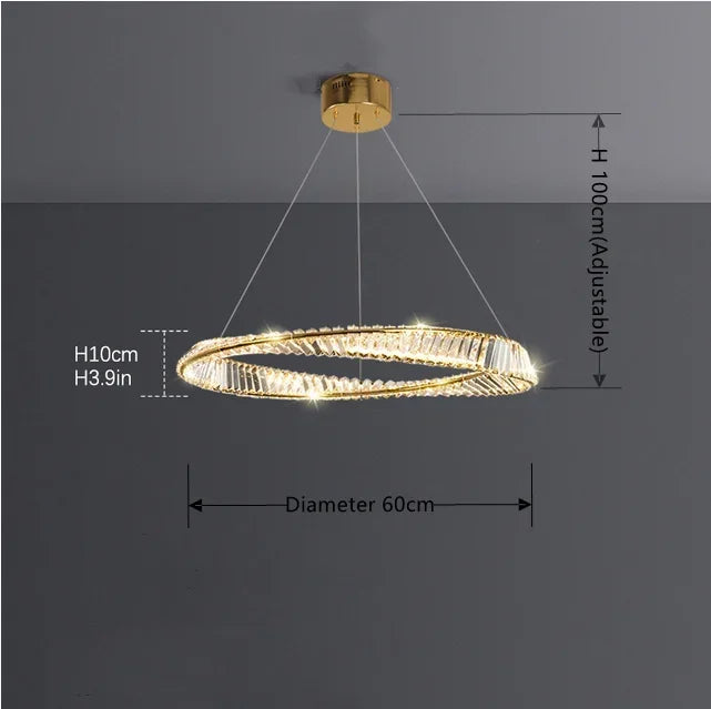 Decorbites™ DNA-Spirale Kristall-Lüster LED-Ring-Design für luxuriöses Wohnzimmer