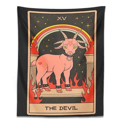 Decorbites™ Teufel Tarot Ziegen Wandhänger Tapisserie - Heimdekoration Hippie Studentenzimmer