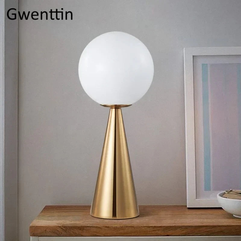 Decorbites™ Gold-Glas-Kugeltischleuchte LED-Schreibtischbeleuchtung Moderne Wohnraumausstattung für Schlafzimmer und Wohnzimmer
