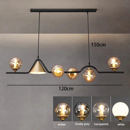 Nordic Glass Globe Pendant Chandelier in Smoky Grey