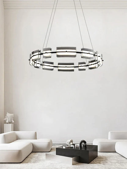 DecorBites™ Glass Restaurant Chandelier, High-End All Copper Lighting Fixture
