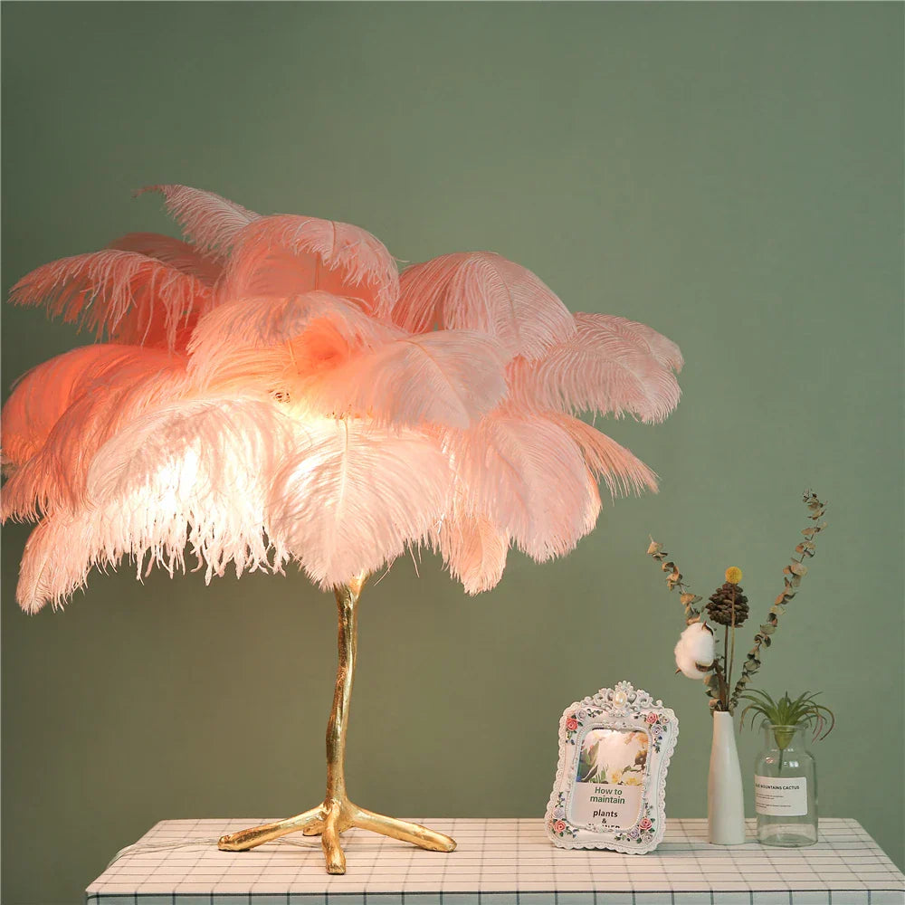 Decorbites™ Elegante Straußenfeder-Stehlampe für Heimdekoration & Beleuchtung