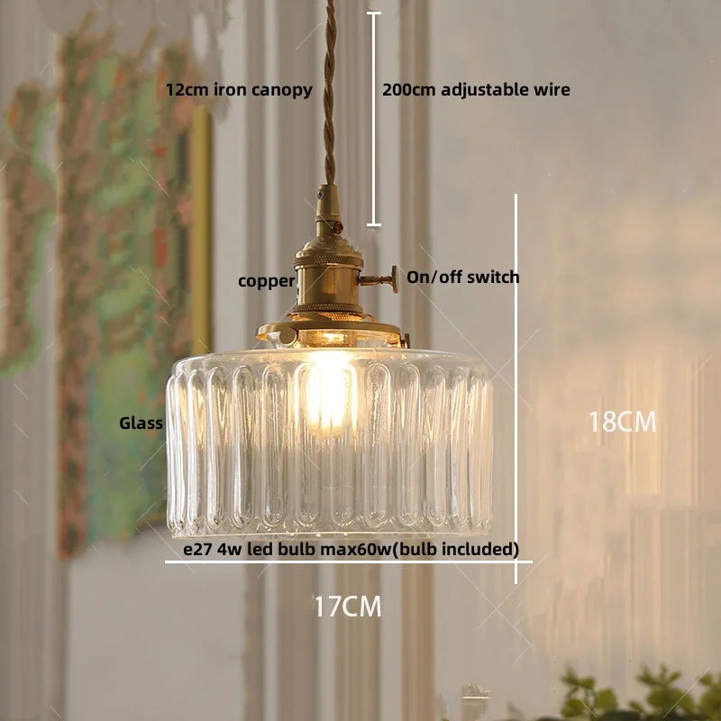 Brass Glass Pendant Light With Clear Shade Dining