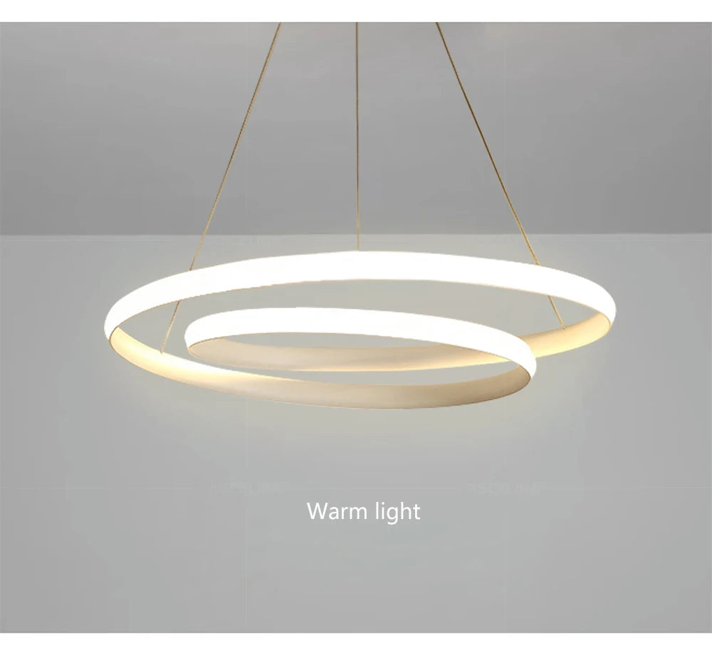 Nordische LED-Hängeleuchte Minimalistisches Doppelring-Design in Schwarz und Weiß Hauptlicht für Wohnzimmer Schlafzimmer Esszimmer Villa