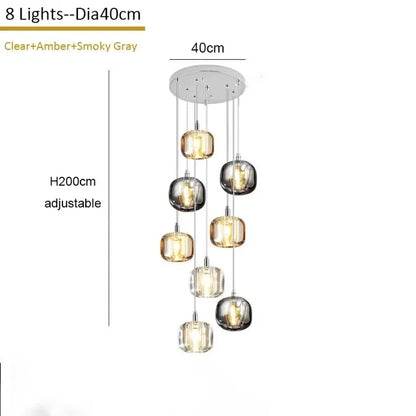 DecorBites™ Crystal Staircase Chandelier: Luxury Modern Lighting Fixture Amber/Smoky Grey/Clear